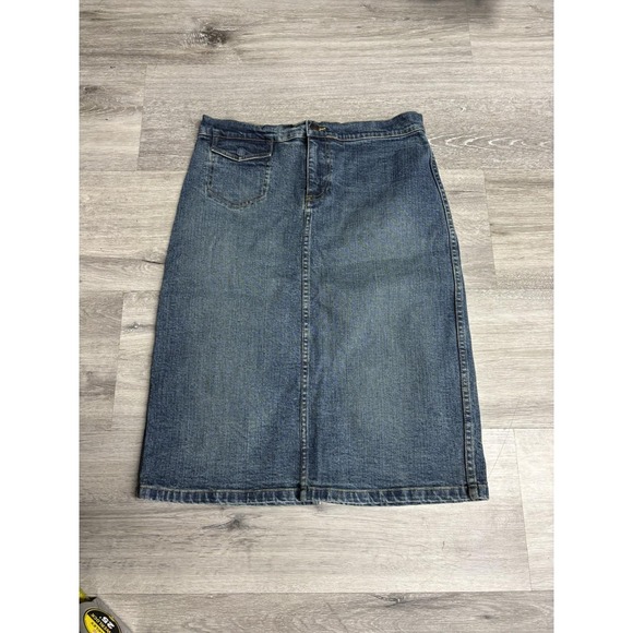 Vintage 90s Ralph Lauren Polo Jeans Co Denim Back Slit Skirt Size 8 - Picture 2 of 10